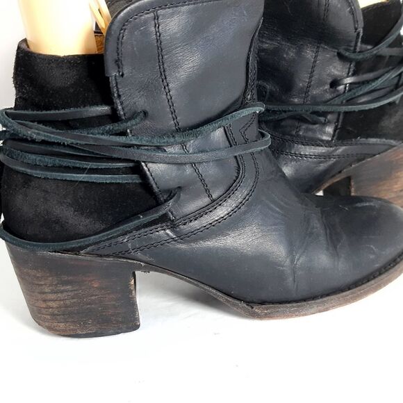 FREEBIRD by Steven Women's CASEY Black Leather Suede Ankle Boots Booties Size 8 - Picture 8 of 15